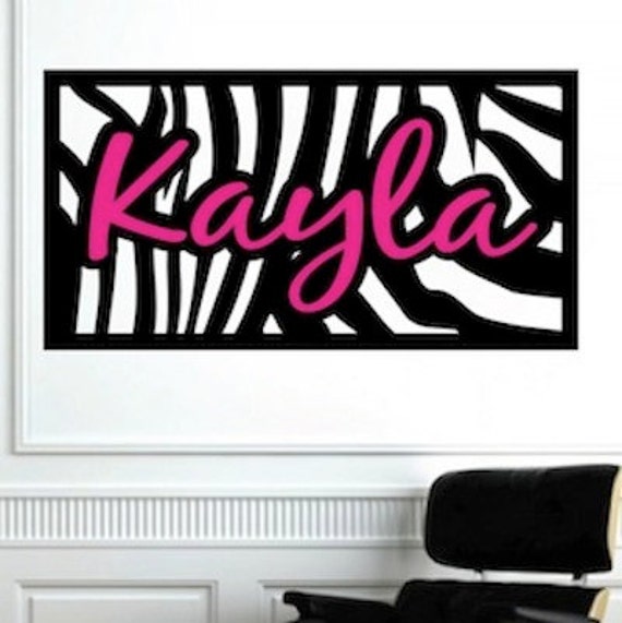 Zebra Custom Name Wall Decal Bedroom Zebra Designs Custom Etsy