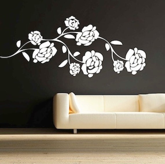 pretty flower branch vinyl wall decal nursery branch decals | etsy