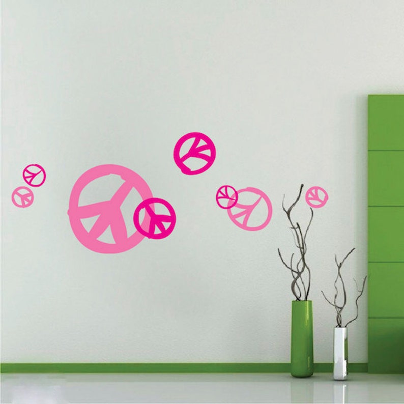Peace Sign Wall Decals Hippie Stickers Bedroom D07