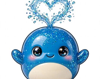Kawaii Ocean Squishy Clipart PNG | 10 söta havsdjursklistermärkesdesigner | Digital nedladdning | Valhajsköldpadda | Utskrivbara klistermärken