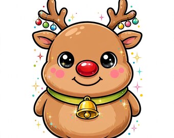 Kawaii Christmas Squishy Clipart PNG | 10 söta julklistermärkesdesigner | Digital nedladdning | Rentomten snöglob | Klistermärken
