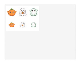 Halloween Squishies klistermärkesark | Söta spöken och pumpa klistermärken | Halloween klistermärkesark för barn, 6 Kiss-Cut | Fressh Designz