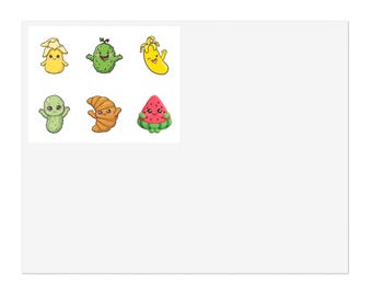 Banan- och picklesquishies-klistermärkesark | Roliga matklistermärken för barn | Squishy-klistermärkesark 6 Kiss-Cut | Fressh Designz