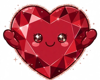 Kawaii Alla hjärtans dag Squishy Clipart PNG | 10 söta hjärtklistermärkesdesigner | Digital nedladdning | Hjärtformad pizzalås | Utskrivbara klistermärken