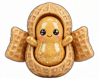 Kawaii Peanut Squishy Clipart PNG | 10 söta klistermärkesdesigner | Digital nedladdning | Jordnötssmörburk PB Cup | Utskrivbara klistermärken