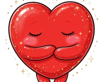 Kawaii Alla hjärtans dag Squishy Clipart PNG | 10 söta hjärtklistermärkesdesigner | Digital nedladdning | Kärleksdumplingros | Utskrivbara klistermärken