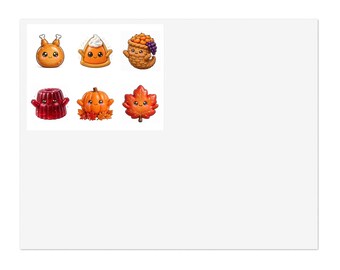 Klistermärkesark med Thanksgiving Squishies | Klistermärken med kalkon och pumpapaj | Klistermärkesark med Thanksgiving för barn, 6 st, Kiss-Cut vinyl | Fressh Designz