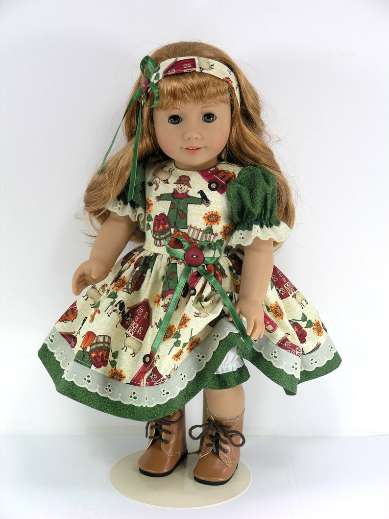Patriotic Red White /& Blue Dress /& Headband fits 18/" American Girl Doll Clothes