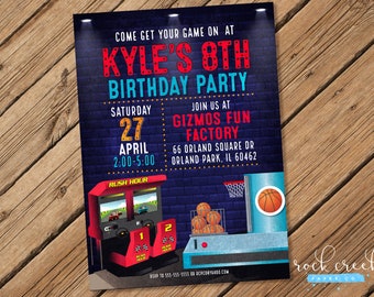 Arcade Invitations Etsy