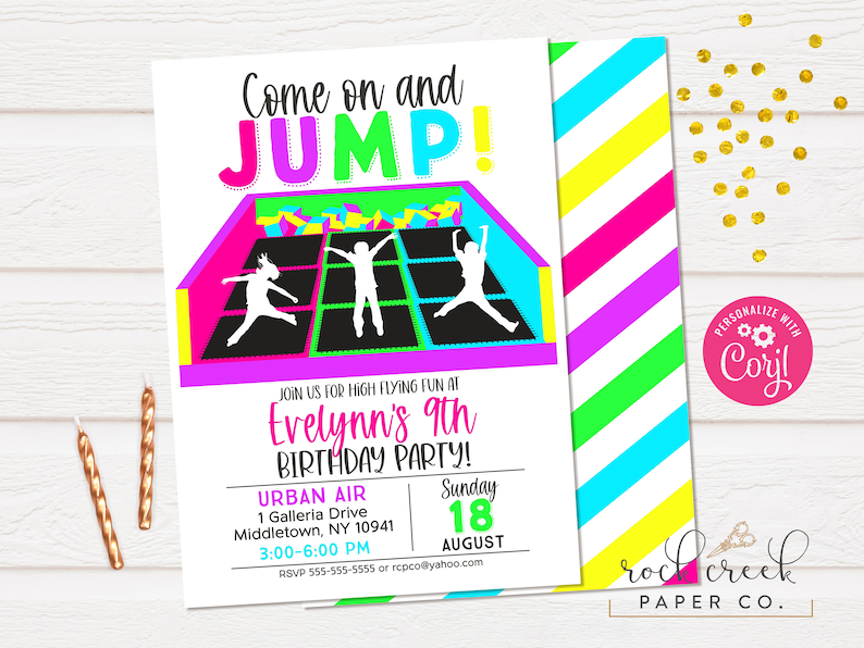 Trampoline Park Birthday Invitation Bounce Party Invitation Etsy