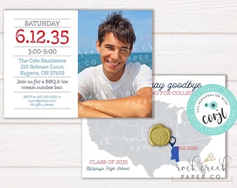 College Send Off Invitation, Editable Farewell Party Template (Digital Download)