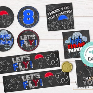 iFly Skydiving Birthday Party Accessories: Editable Templates (Instant Digital Download)