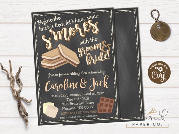 S'mores Bonfire Wedding Shower Invitation, Smores shower, Couples Shower, Bridal Shower, Digital Bridal Shower Invitation, INSTANT ACCESS Il_570xn