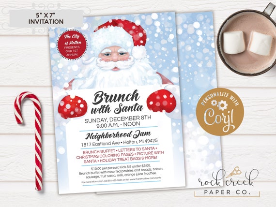 Breakfast with Santa Invitation, Brunch with Santa Flyer, Santa Claus Holiday Event Flyer, Digital Event Invitation, INSTANT ACCESS Il_570xn