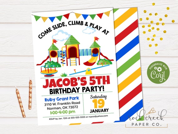 Playground Birthday Invitation, Park Birthday Invitation, Digital Birthday Party Invitation, INSTANT ACCESS Il_570xn