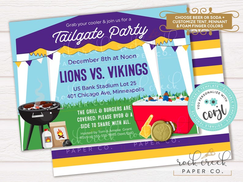 Tailgate Party Invitation, Editable Football Party Template (Digital Download) image 3