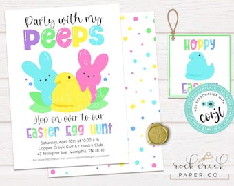 Peeps Easter Egg Hunt Invitation: Editable Party Templates (Digital Download)