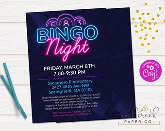 Bingo Night Invitation Bingo Fundraiser Invitation Pta Bingo Etsy 日本