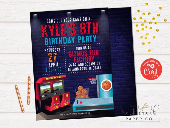 Arcade Birthday Invitation, Video Game Invitation, Gaming Truck Birthday, Digital Birthday Party Invitation, SAME DAY ACCESS Il_570xn