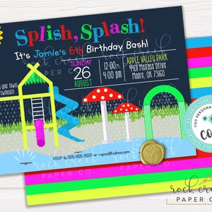 Splash Pad Birthday Party Invitation, Spray Playground Party, Water Play Invitation, Editable Birthday Party Template, Instant Download