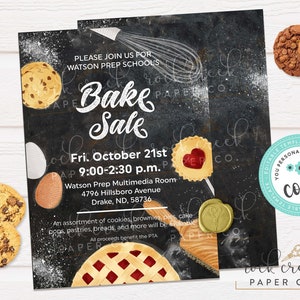 Invito per vendita di dolci, volantino per raccolta fondi per la scuola, vendita di dolci per beneficenza, vendita di dolci per la chiesa, modello di raccolta fondi modificabile, download immediato
