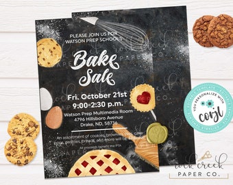 Folleto para venta de repostería, plantilla editable para recaudación de fondos (descarga digital)