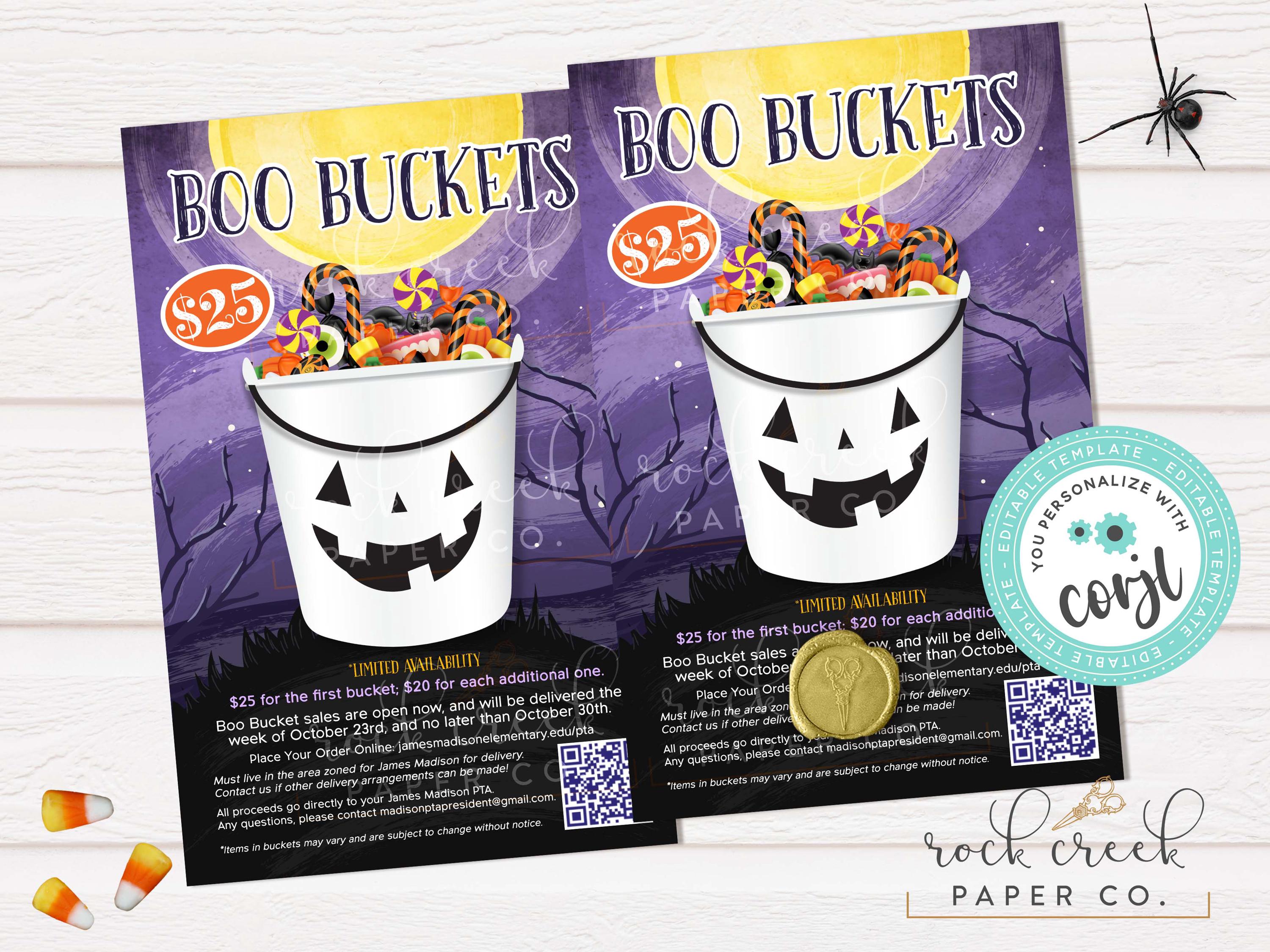 Halloween Fundraiser Flyer: Boo Bucket, Candy Bucket (instant Download ...