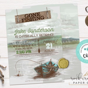 Fishing Retirement Party Invitation: Editable Party Template (Instant Digital Download, 5&quot;x7&quot;)