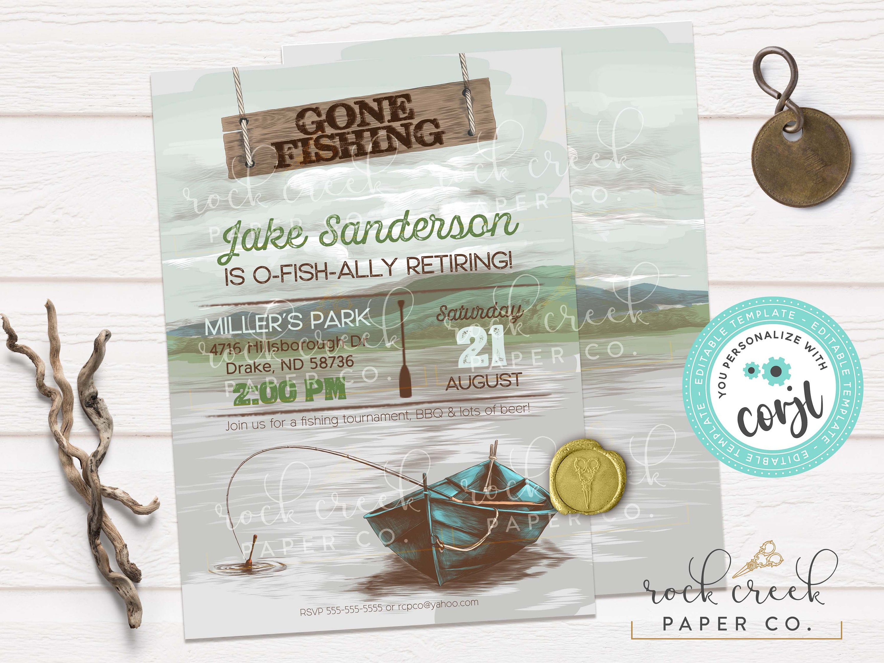 O-fish-ally Retired Invitation, Fishing Retirement Invitation, Fishing  Party Invite, Editable Retirement Party Template, Instant Download -   Canada