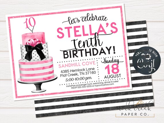 Stacked Cake Birthday Invitation, Watercolor Cake Invitation, Birthday Cake Invitation, Digital Birthday Party Invitation, INSTANT ACCESS Il_570xn
