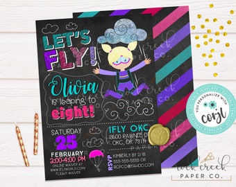 iFly Skydiving Invitation, iFly Birthday Invitation, Indoor Skydiving Party, iFly Party, Editable Birthday Party Template, Instant Download