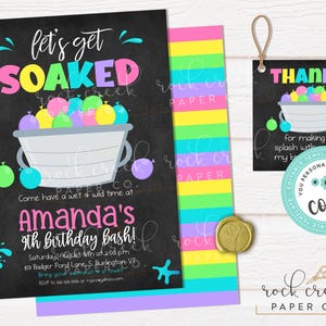 Water Balloon Birthday Invitation, Editable Party Template (Digital Download) image 4