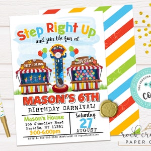 Carnival Games Birthday Invitation, Fairway Games Invitation, State Fair Birthday, Editable Birthday Party Template, Instant Download