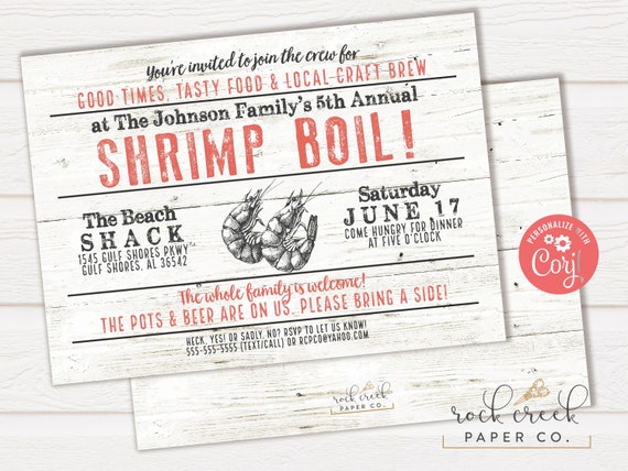 Shrimp Boil Invitation, Low Country Boil Invitation, Seafood Boil Invitation, Digital Party Invitation, INSTANT ACCESS Il_570xn