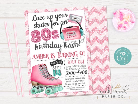 80s Roller Skating Invitation Roller Skating Birthday Etsy Canada