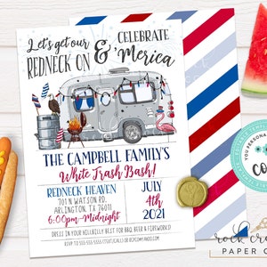 White Trash 4th of July Invitation, Editable Redneck Hootenanny Template (Digital Download)
