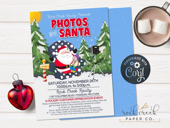 Santa Photos Invitation, Photos with Santa Invitation, Christmas Photos, Holiday Photos, Digital Event Invitation, INSTANT ACCESS Il_570xn