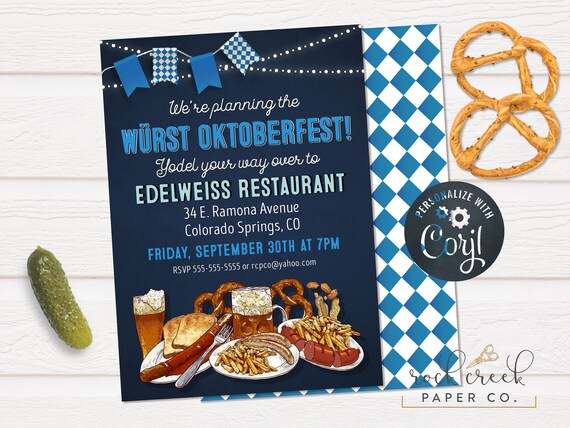 Oktoberfest Wurst Invitation, Oktoberfest Biergarten Party, German Beer Party, Digital Event Invitation, INSTANT ACCESS Il_570xn