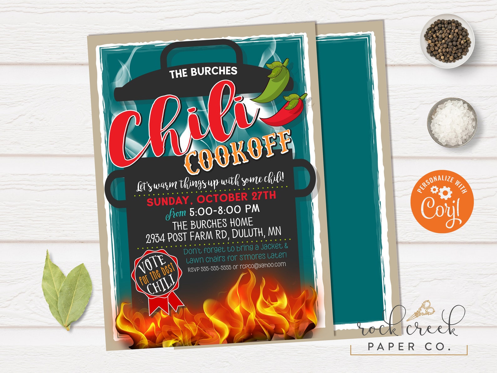 Chili Cookoff Invitation Chili Competition Flyer Chili Cook Etsy