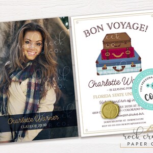 Luggage Stack College Send Off Invitation: Editable Party Template (Instant Digital Download, 5&quot;x7&quot;)