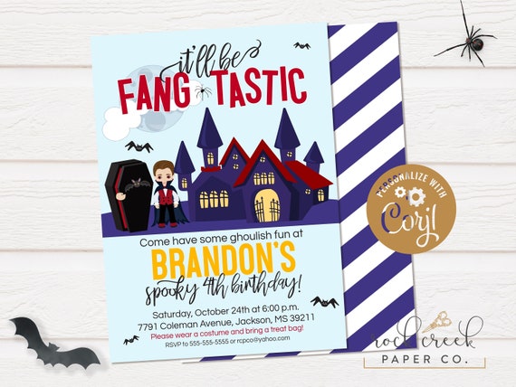 Vampire Birthday Invitation, Vampire Boy Birthday Party, Vampire Girl Birthday Party, Digital Birthday Party Invitation, INSTANT ACCESS Il_570xn