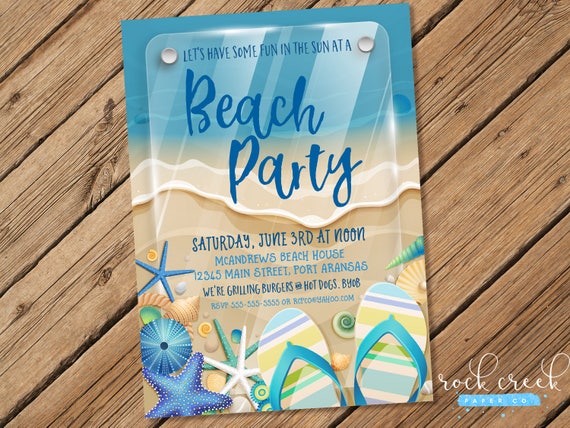 Beach Party Invitation Summer Party Invitation Surf and | Etsy