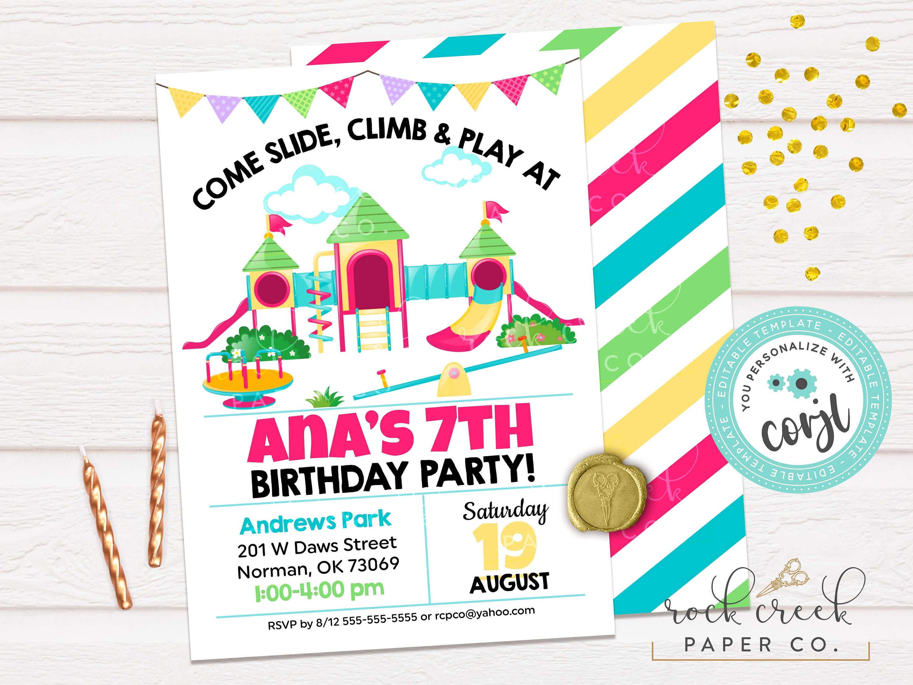 Playground Birthday Invitation: Editable Party Template (instant ...