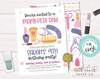 Mani Pedi Birthday Invitation: Editable Spa Party Template (Digital Download)