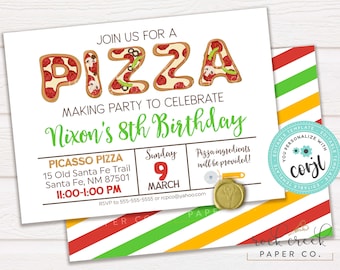 Pizza Birthday Party Invitation, Pizza Making Party, Pizzeria Birthday Invitation, Editable Birthday Party Template, Instant Download