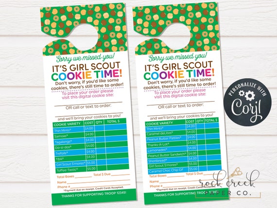 Girl Scout Cookie Door Hanger, Sorry We Missed You Door Hanger, Girl Scout Cookie Order Form, INSTANT ACCESS Il_570xn