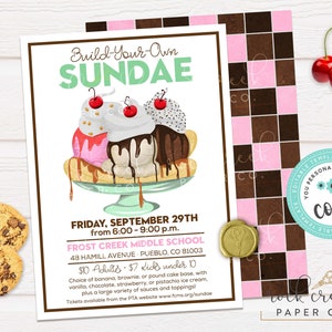 Ice Cream Sundae Invitation: Editable Party Template (Instant Digital Download, 5&quot;x7&quot;)