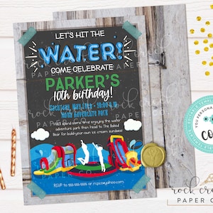 Water Park Birthday Invitation, Editable Adventure Park Party Template (Digital Download) Invite Only