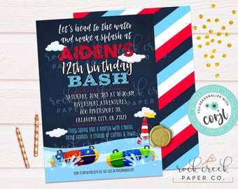 Inner Tubing Birthday Invitation, Float Birthday Invitation, River Float Invitation, Editable Birthday Party Template, Instant Download