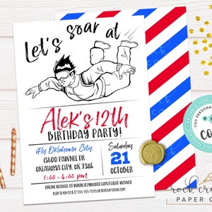 iFly Skydiving Birthday Invitation: Editable Party Template (Instant Digital Download, 5&quot;x7&quot;)
